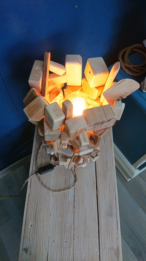 Unique, stacked, multi-wood table lamp - Image 5