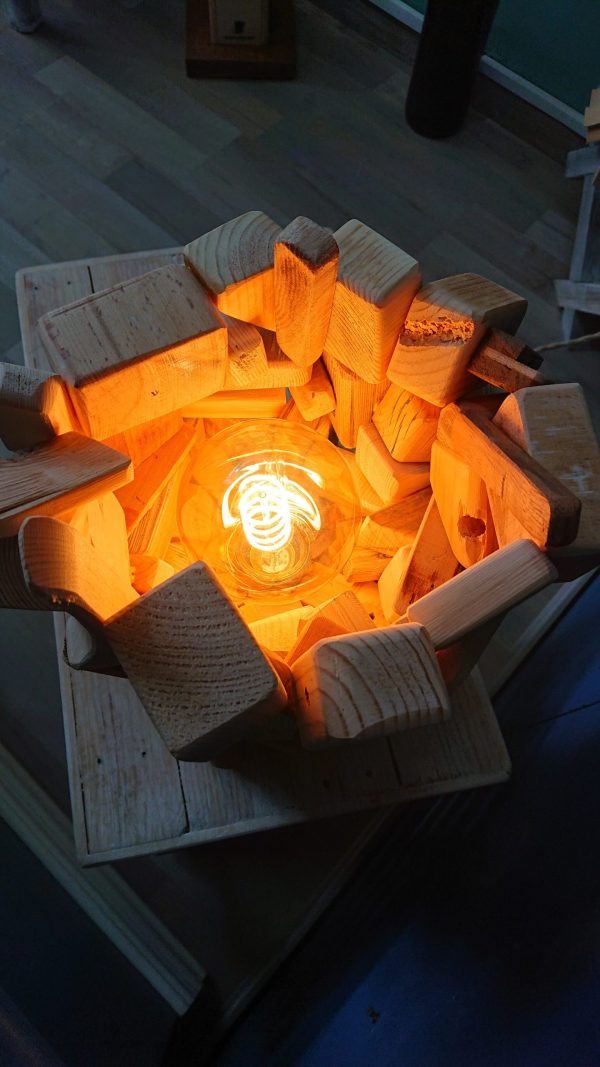 Unique, stacked, multi-wood table lamp - Image 17